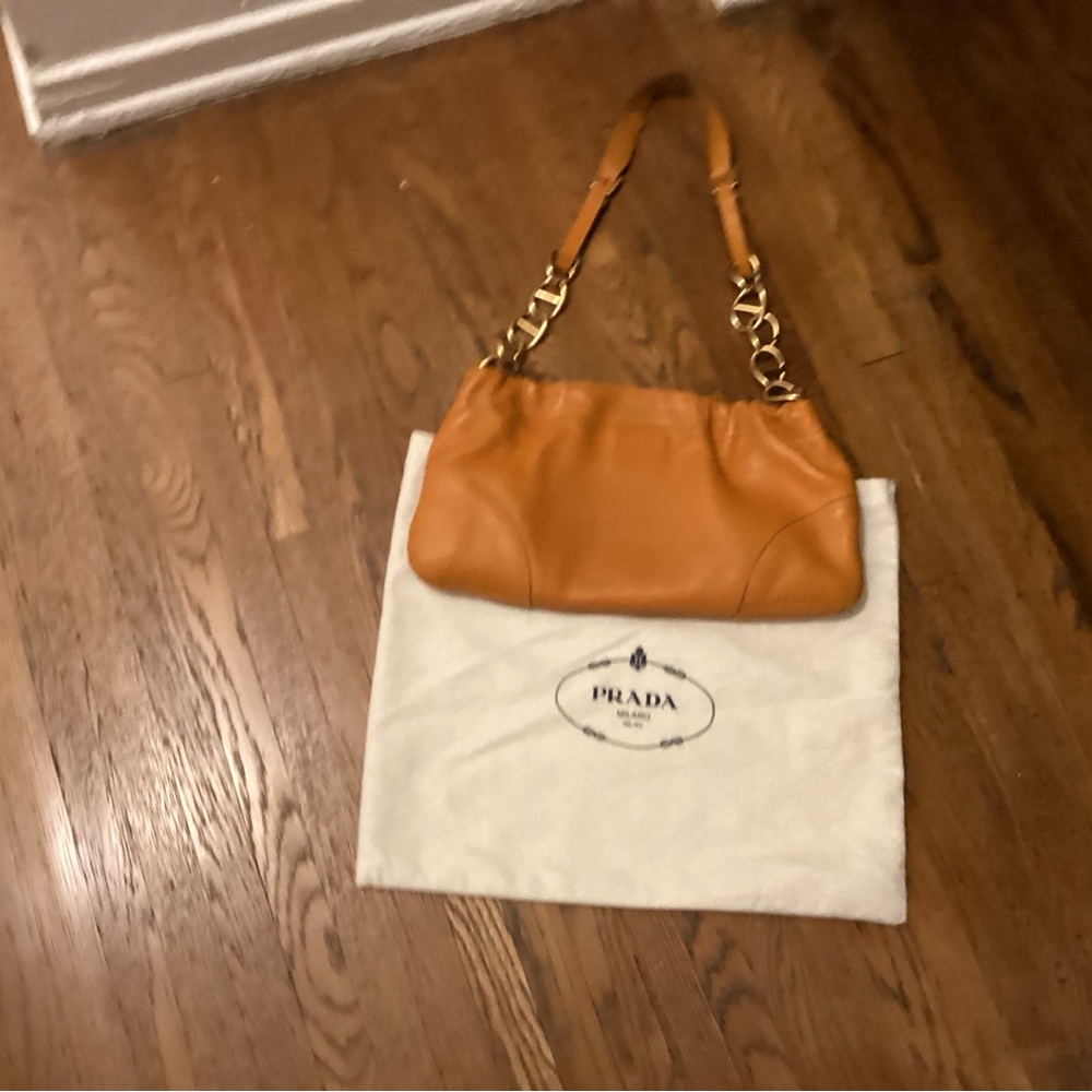 Prada Orange Leather Shoulder Bag